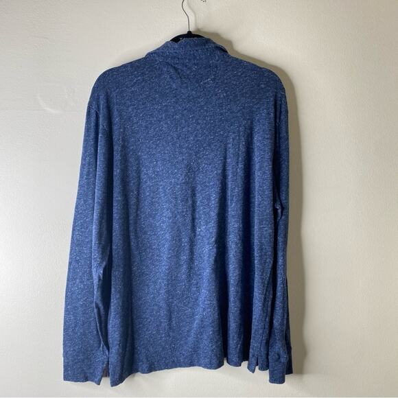 Faherty Blue Luxe Solid Heather Pocket‎ Long Sleeve Polo Shirt XL - Picture 5 of 5